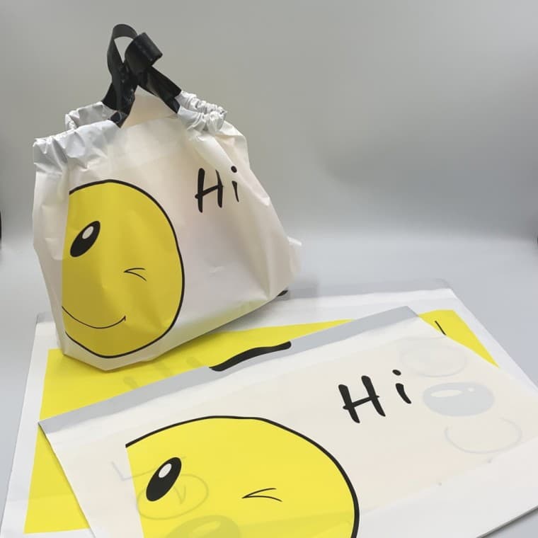 스마일 비닐봉투 스트링 비닐 쇼핑백