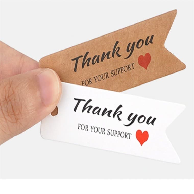 10P Thank you 하트 종이라벨 택 행텍 종이택 종이라벨지