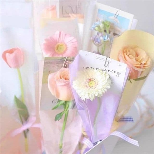 꽃 한송이 포장지 비닐 꽃 포장지 플라워 꽃다발 졸업식 투명 용품
